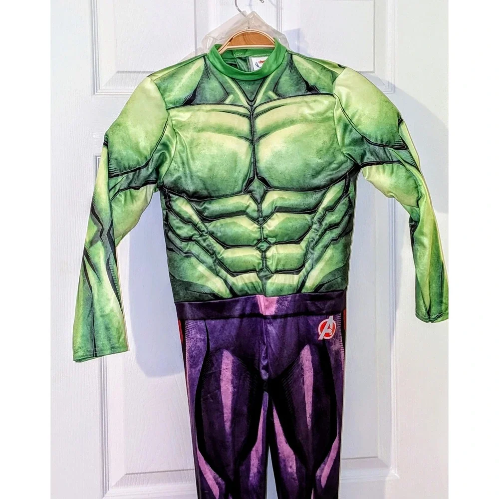 Avengers Hulk Costume Play Jumpsuit with Mask &‎ Gloves Size M 8-10 NEW